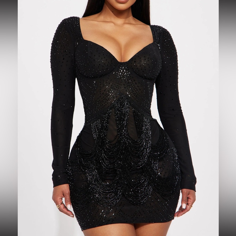 Black rhinestone dress